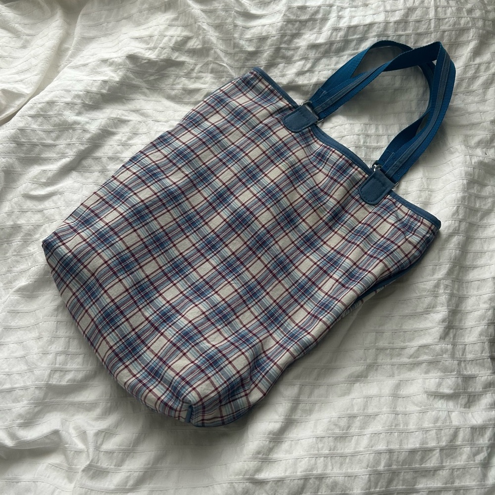 Bluenotes Plaid Tote with Blue Accents